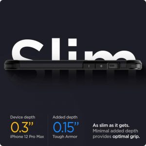 Coque de protection antichoc compatible avec iPhone 12 Pro Max - Noir - Spigen Tough Armor – Image 7
