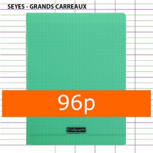 Cahier 96p grand format polypro(couv. plastique) 24×32 grands carreaux séyès 90g – couleur aléatoire( bleu, vert et rouge) - CALLIGRAPHE – Image 3