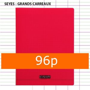 Cahier 96p grand format polypro(couv. plastique) 24×32 grands carreaux séyès 90g – couleur aléatoire( bleu, vert et rouge) - CALLIGRAPHE – Image 4