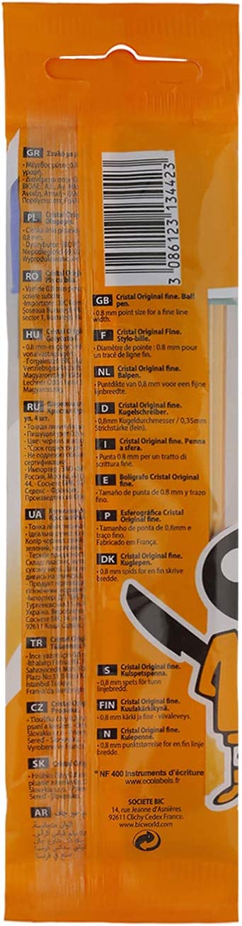 BIC Cristal Original Stylos-Bille Pointe Fine (0,8 mm) - Rouge