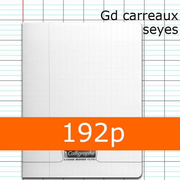 CAHIER POLYPRO INCOLORE CALLIGRAPHE 17X22 192P GRANDS CARREAUX SEYÈS 90G