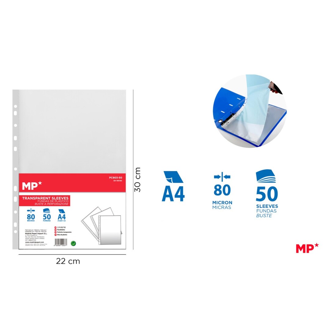 LEUCHTTURM Pochettes Plastique PP – 50 Feuilles – 2 Pochettes Horizontales – A5 – Sans Acide