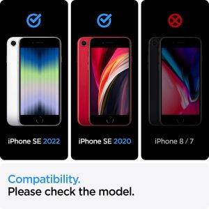 Coque de protection Compatible avec iPhone SE 2022 5G et Compatible avec iPhone SE 2020 - Noir - Spigen Rugged Armor – Image 2
