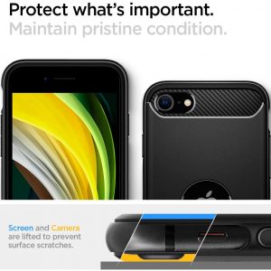 Coque de protection Compatible avec iPhone SE 2022 5G et Compatible avec iPhone SE 2020 - Noir - Spigen Rugged Armor – Image 5