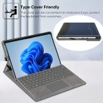 FINTIE Coque pour Microsoft Surface Pro 8 13 Pouces 2021 – Housse Multi-Angles Protection avec Poche de Documents, Etui Compatible avec Clavier Type Cover, Bleu:Noir – 3