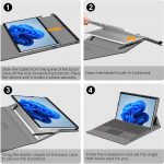 FINTIE Coque pour Microsoft Surface Pro 8 13 Pouces 2021 – Housse Multi-Angles Protection avec Poche de Documents, Etui Compatible avec Clavier Type Cover, Bleu:Noir – 6