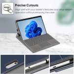 FINTIE Coque pour Microsoft Surface Pro 8 13 Pouces 2021 – Housse Multi-Angles Protection avec Poche de Documents, Etui Compatible avec Clavier Type Cover, Bleu:Noir – 8