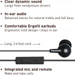 Panasonic ErgoFit Wired Earbuds, In-Ear Headphones with Microphone and Call Controller – 1