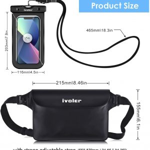 Ensemble de sac étanche avec sac banane étanche et étui mobile étanche pour plage, natation, bateau, pêche - ivoler – Image 2
