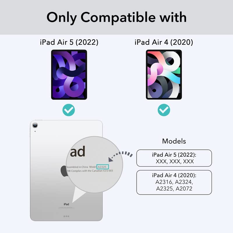 Coque ESR pour iPad Air 5e – 4e Génération 2022-2020 de 10,9 Pouces avec Support pour Pencil, Coque Douce et Flexible, Série Rebound – Noir 2
