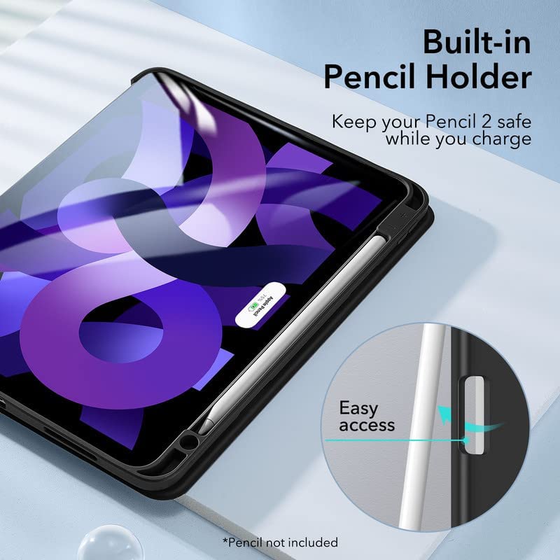Coque ESR pour iPad Air 5e – 4e Génération 2022-2020 de 10,9 Pouces avec Support pour Pencil, Coque Douce et Flexible, Série Rebound – Noir 4