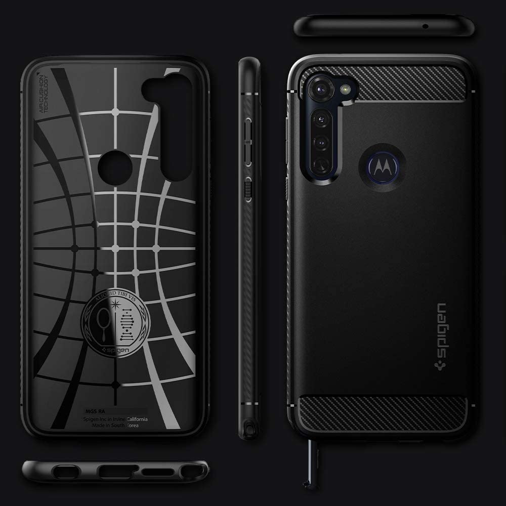 Coque Spigen Moto G Pro, Coque Motorola G Pro [Rugged Armor] Souple Silicone, Anti-Rayure, Anti-Choc, Fibre de Carbone, Coque Etui Housse Compatible avec Motorola G Pro (2020) – Noir 5