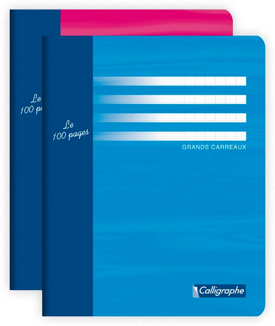 Cahier calligraphe 5422C – essai (gamme 7000 de Clairefontaine) 96 pages 17×22 56g grands carreaux, couverture carte offset, couleur aléatoire