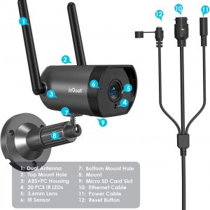Caméra de sécurité extérieure avec vision nocturne de 25 m - ieGeek – Image 8
