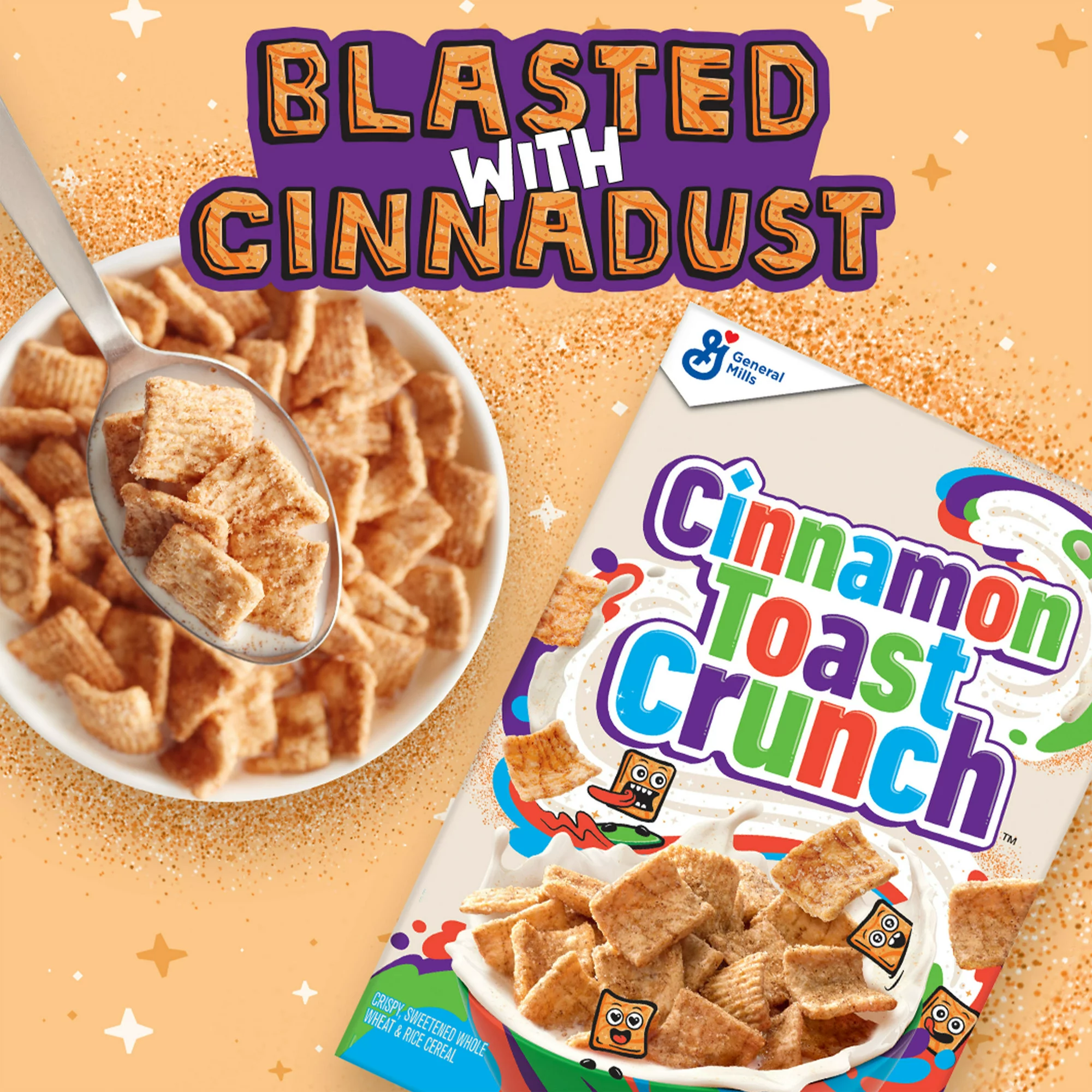 Cinnamon Toast Crunch, Breakfast Cereal, Cinnamon Sugar Squares 49oz 2 bags