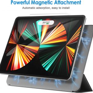 Coque de protection pour iPad Pro 12.9 Pouces (Modèle 2020/2018, 4ème/3ème Génération), Avec Dos en TPU Souple et Porte-Stylet - Noir - JETech – Image 3