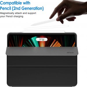 Coque de protection pour iPad Pro 12.9 Pouces (Modèle 2020/2018, 4ème/3ème Génération), Avec Dos en TPU Souple et Porte-Stylet - Noir - JETech – Image 4