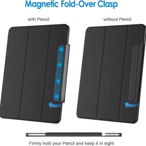 Coque de protection pour iPad Pro 12.9 Pouces (Modèle 2020/2018, 4ème/3ème Génération), Avec Dos en TPU Souple et Porte-Stylet - Noir - JETech – Image 5
