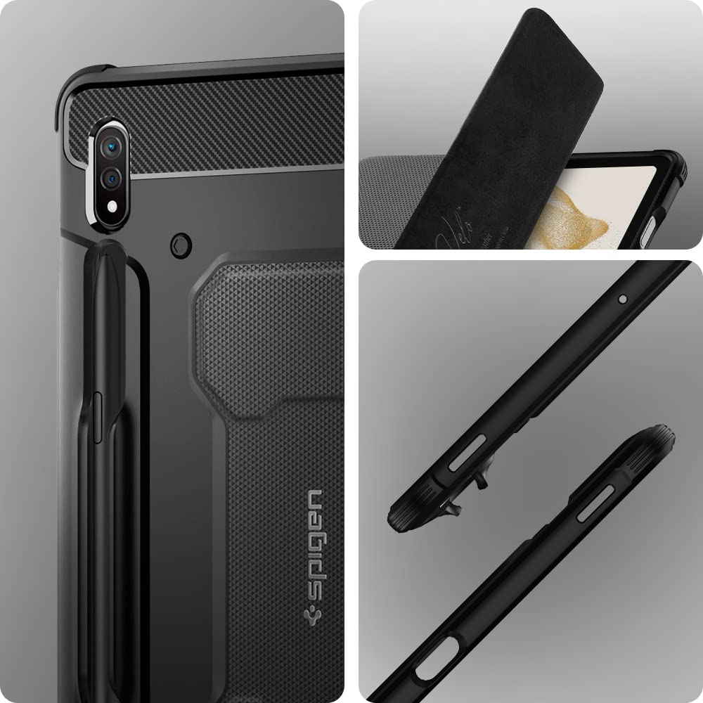 Spigen Rugged Armor Pro Coque Compatible avec Samsung Galaxy Tab S8 et Galaxy S7 avec Support Trifold:Fonction Auto Wake:Sleep (2020) – Noir – 2