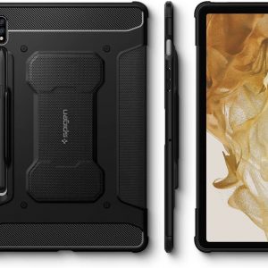 Coque de protection compatible avec Samsung Galaxy Tab S8/S7/S7 5G, support Trifold/Fonction auto Wake/Sleep (2020) - Noir - Spigen Rugged Armor Pro – Image 2