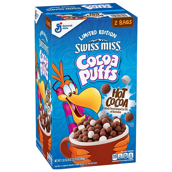 Céréales au cacao chaud Swiss Miss Cocoa Puffs. (2 SACS) (BOÎTE DE 1-31,25 ONCES)