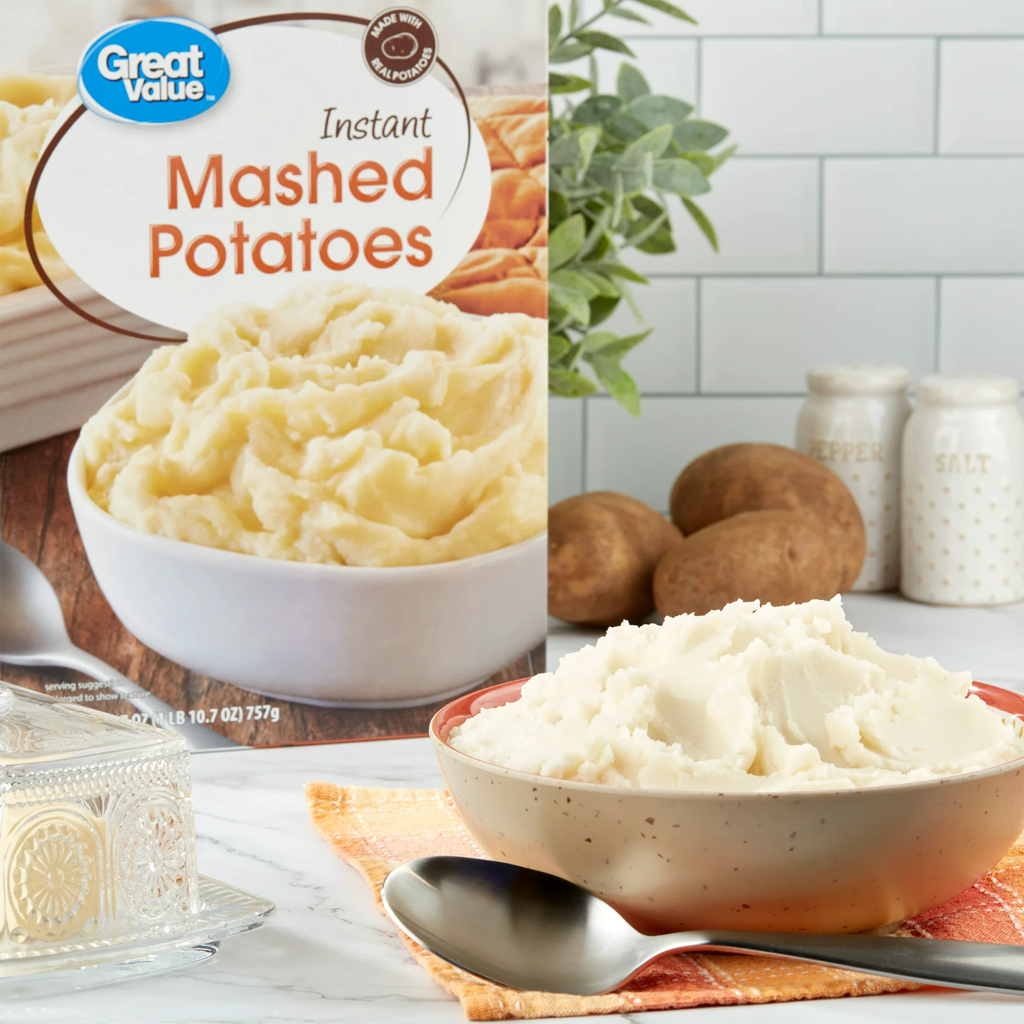 Great Value Instant Mashed Potatoes, 26.7 Oz – 1