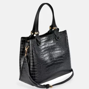 Sac à main avec bandoulière noir avec gravure de noix de coco et détail de la marque - Pierre Cardin – Image 2