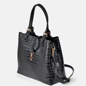 Sac à main avec bandoulière noir avec gravure de noix de coco et détail de la marque - Pierre Cardin – Image 3