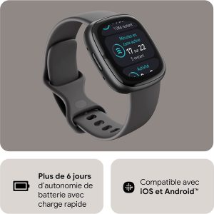 Montre connectée sport et santé Jusqu’à 6 jours d’autonomie de batterie - Compatible avec android et iOS - Fitbit Sense 2 – Image 9