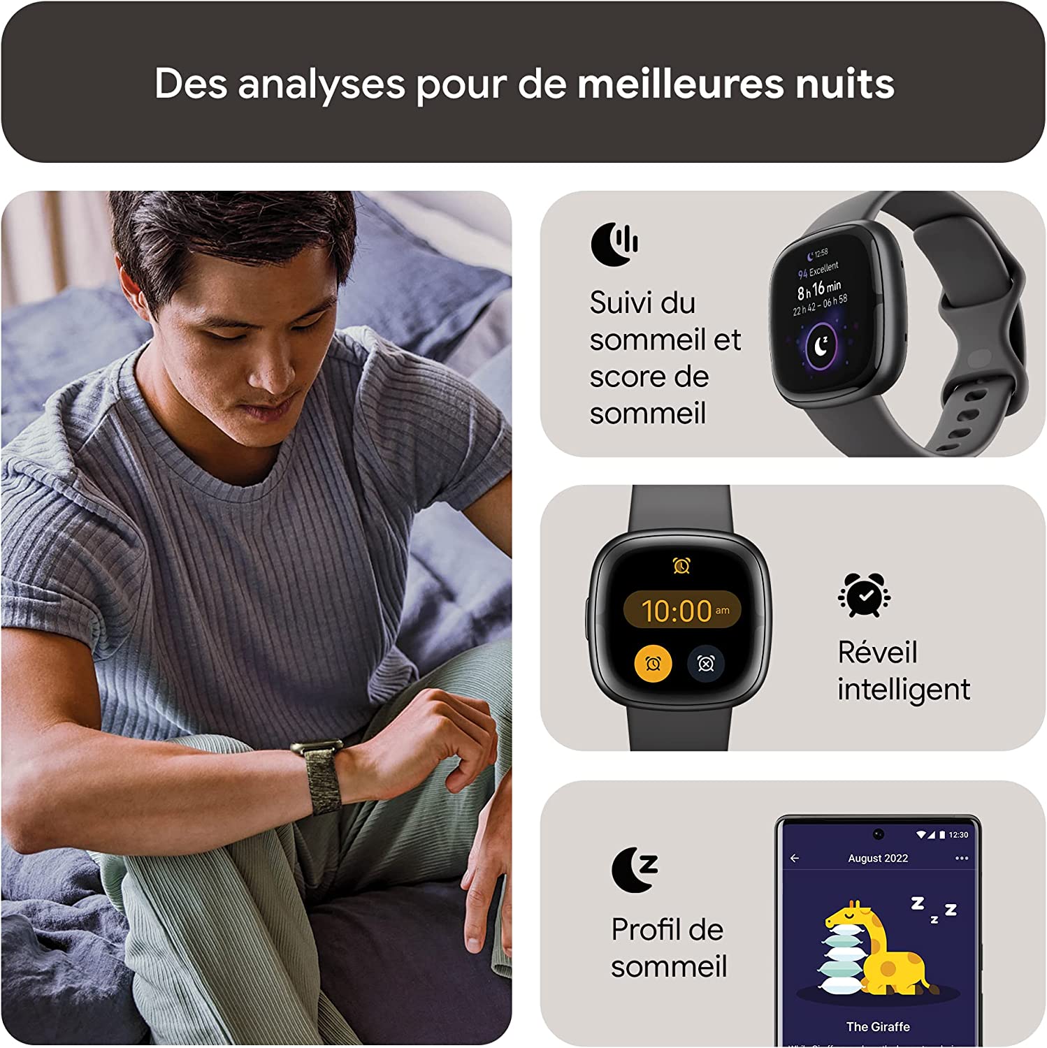 Fitbit Montre connectée Sport et santé Sense 2 avec GPS intégré, fonctionnalités avancées pour la santé, Jusqu’à 6 Jours d’autonomie de Batterie – 2