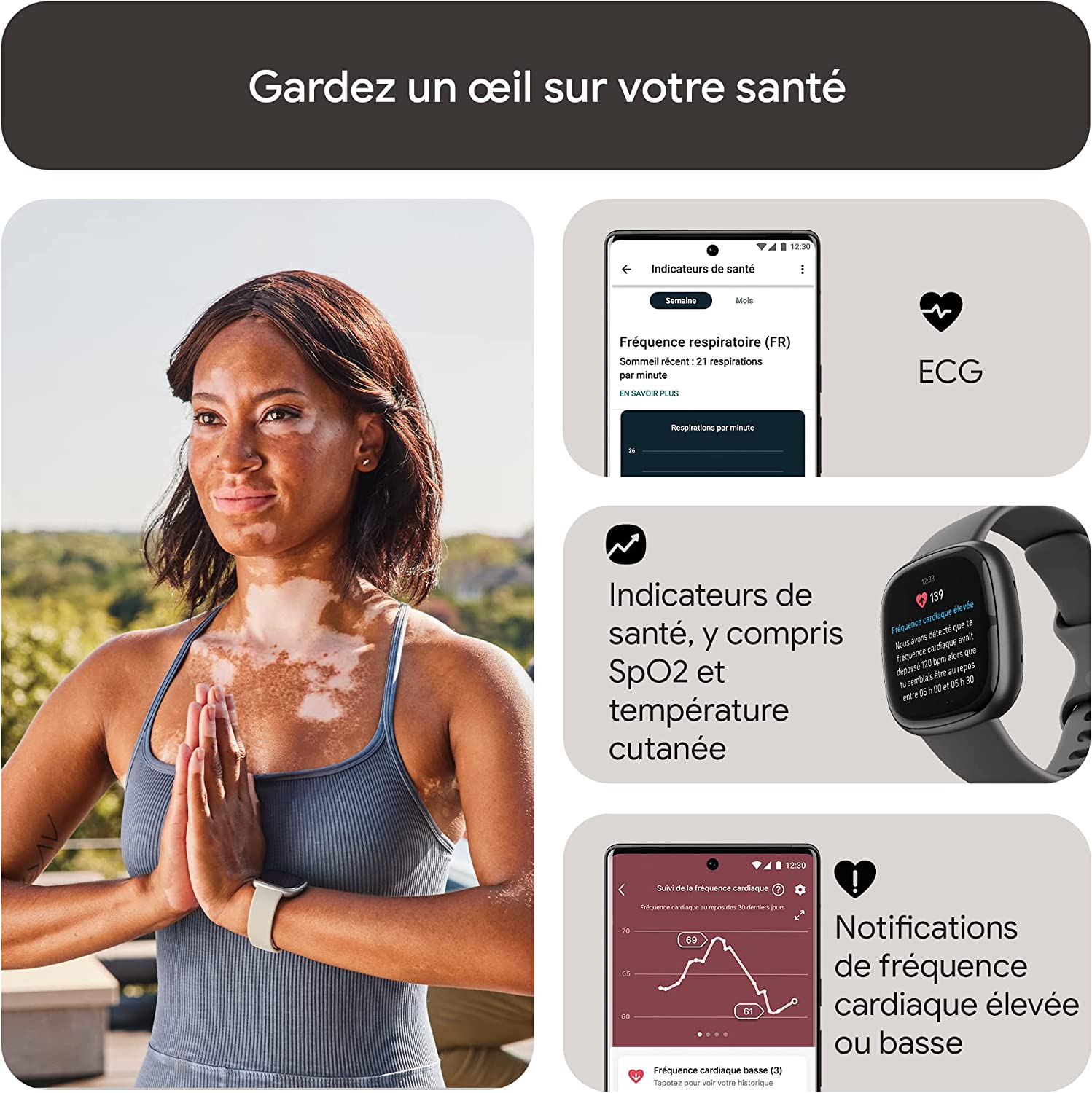 Fitbit Montre connectée Sport et santé Sense 2 avec GPS intégré, fonctionnalités avancées pour la santé, Jusqu’à 6 Jours d’autonomie de Batterie – 4