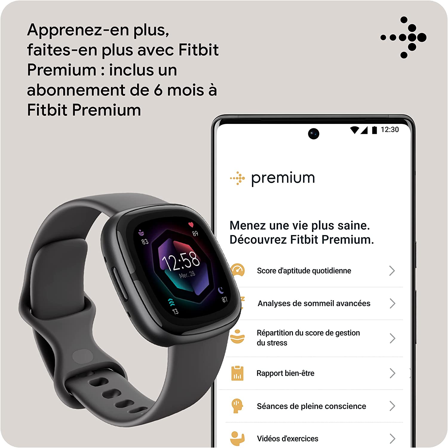 Fitbit Montre connectée Sport et santé Sense 2 avec GPS intégré, fonctionnalités avancées pour la santé, Jusqu’à 6 Jours d’autonomie de Batterie – 8
