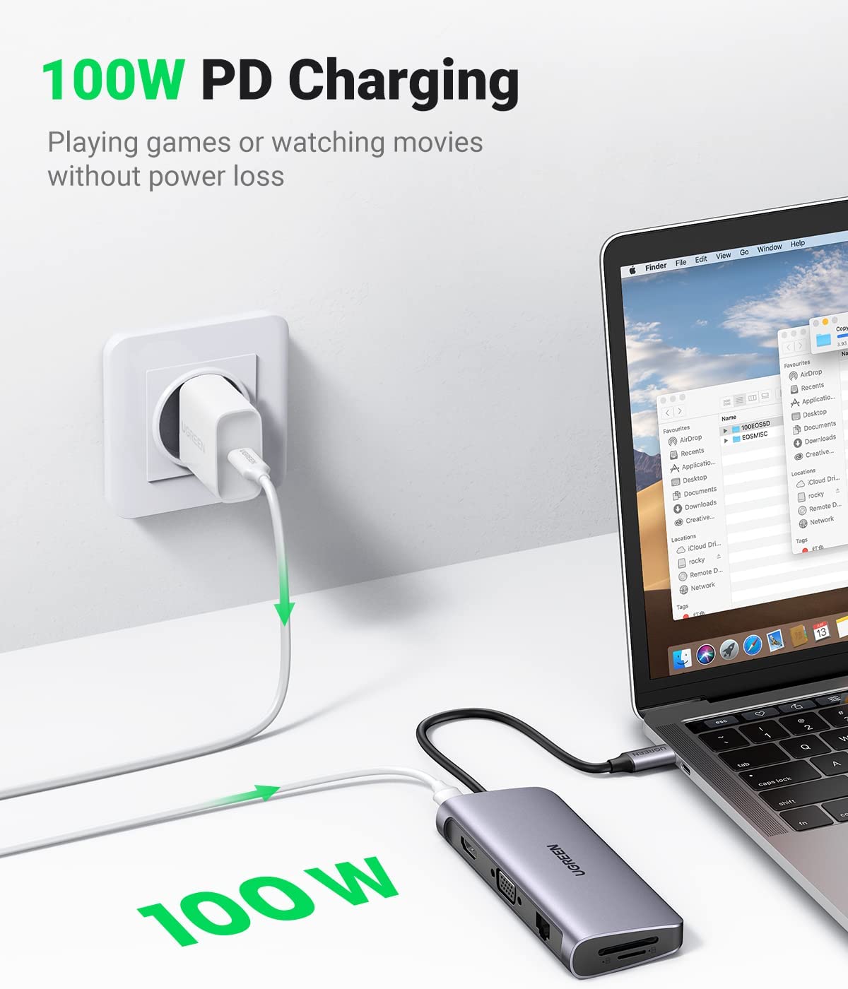 Hub UGREEN 10 en 1 USB C HDMI VGA Adaptateur USB C Ethernet Gigabit 1000 Mbps Dock Multi Ports PD 100W Audio Jack 3,5mm 3 Sorties USB 3.0 5Gbps Compatible avec MacBook Pro Air M2 M1 iPad Pro 3