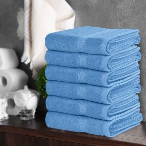 Serviettes de toilette de qualité pour hôtelière et spa 100 % coton, Douces et absorbantes, 600 g/m², 40,6 x 71,1 cm, Bleu électrique - Utopia Towels – Image 2