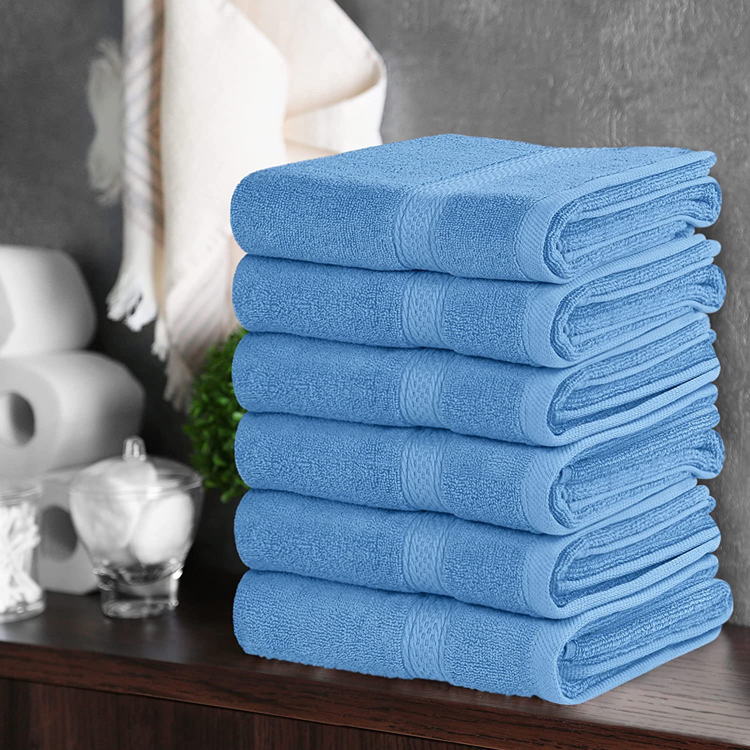Lot de 6 serviettes Utopia en coton 600 g par m² bleu électrique 7