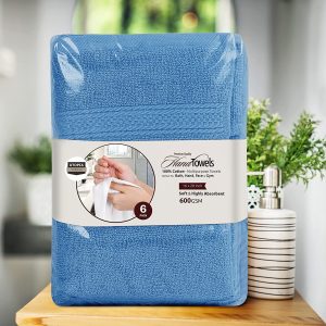 Serviettes de toilette de qualité pour hôtelière et spa 100 % coton, Douces et absorbantes, 600 g/m², 40,6 x 71,1 cm, Bleu électrique - Utopia Towels – Image 3