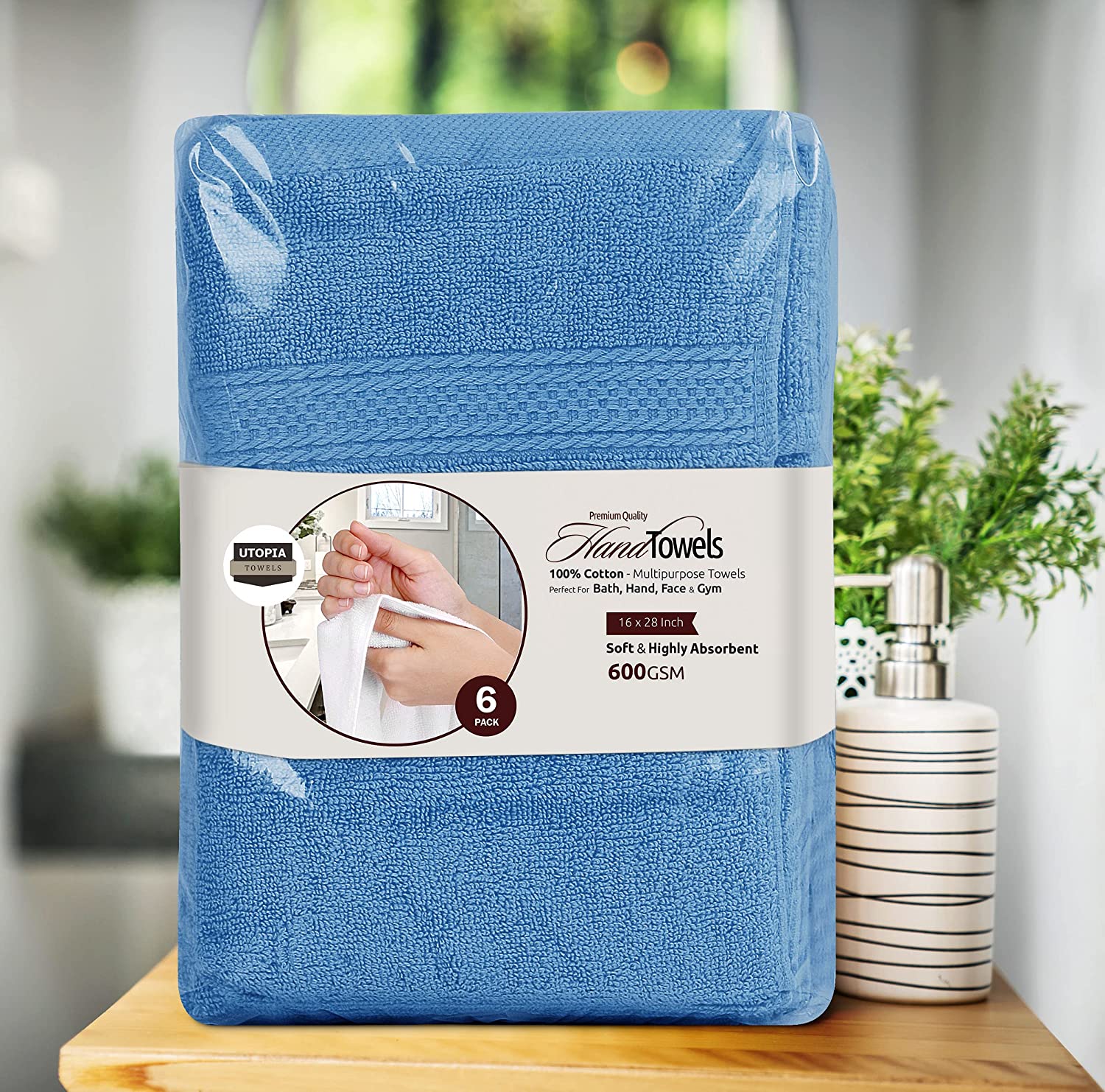 Lot de 6 serviettes Utopia en coton 600 g par m² bleu électrique 8