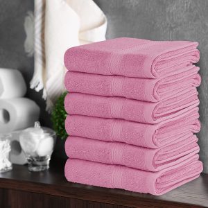 Serviettes de toilette de qualité pour hôtelière et spa 100 % coton, Douces et absorbantes, 600 g/m², 40,6 x 71,1 cm, Rose - Utopia Towels – Image 2