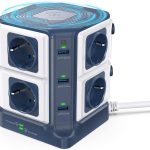 Multiprises avec 8 Prises EU, 6 Ports USB 2,4A et charge sans file Qi de 10W, Parafoudre et 1500J protection de surtension, 3600W/16A - BESTEK