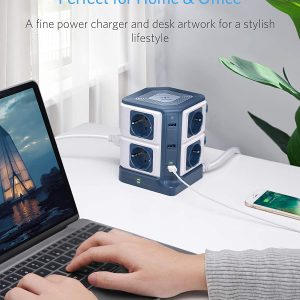 Multiprises avec 8 Prises EU, 6 Ports USB 2,4A et charge sans file Qi de 10W, Parafoudre et 1500J protection de surtension, 3600W/16A - BESTEK – Image 6