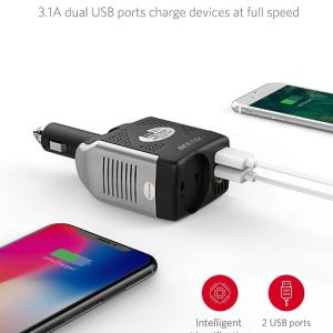 Convertisseur BESTEK 150W Onduleur pour voiture - Gris et noir – Image 4