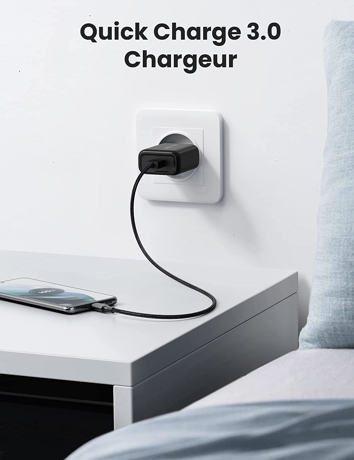 Chargeur UGREEN Secteur USB Quick Charge 3.0 Compatible avec iPhone Galaxy Google Xiaomi Redmi Poco Huawei Honor Oneplus HTC LG Oppo (Noir) 7