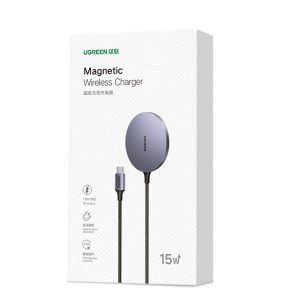 Chargeur sans fil Qi 15W compatible avec MagSafe pour iPhone gris - UGREEN – Image 3