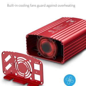 Convertisseur BESTEK  Transformateur 12v 220v 240v 500W Onduleur de Tension 2 Ports USB  5V par 4.8A et 1 Prise EU, Une Paire de Clips Batterie avec 2 Fusibles – Image 4