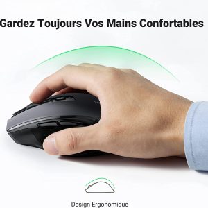 Souris sans Fil Ergonomique 2,4GHz avec Récepteur USB, Silencieuse Résolution Capteur 4000 DPI Compatible avec Tablette PC Portable, Noir - UGREEN – Image 2