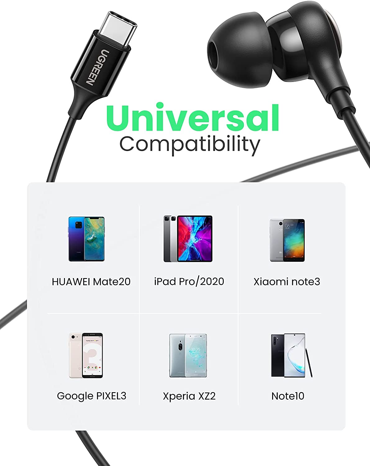 UGREEN Écouteurs USB C HiFi Stéréo avec Micro et Contrôle du Volume Compatible avec Galaxy S22 Ultra S21 FE S20 Plus A53 iPad Air 5 4 Pixel 7 Pro 6a 5 OnePlus 9 8T 7 Xiaomi 12 11 5