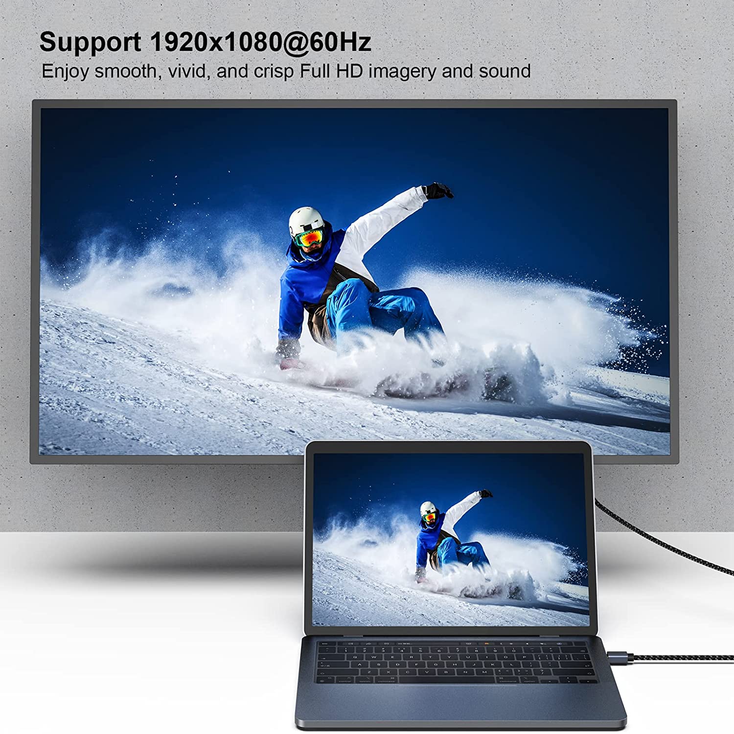 BENFEI Câble Mini DisplayPort vers HDMI,Compatible avec MacBook Air:Pro, Microsoft Surface Pro:Dock, Moniteur, Projecteur[Coque en Aluminium et câble en Nylon] – 4