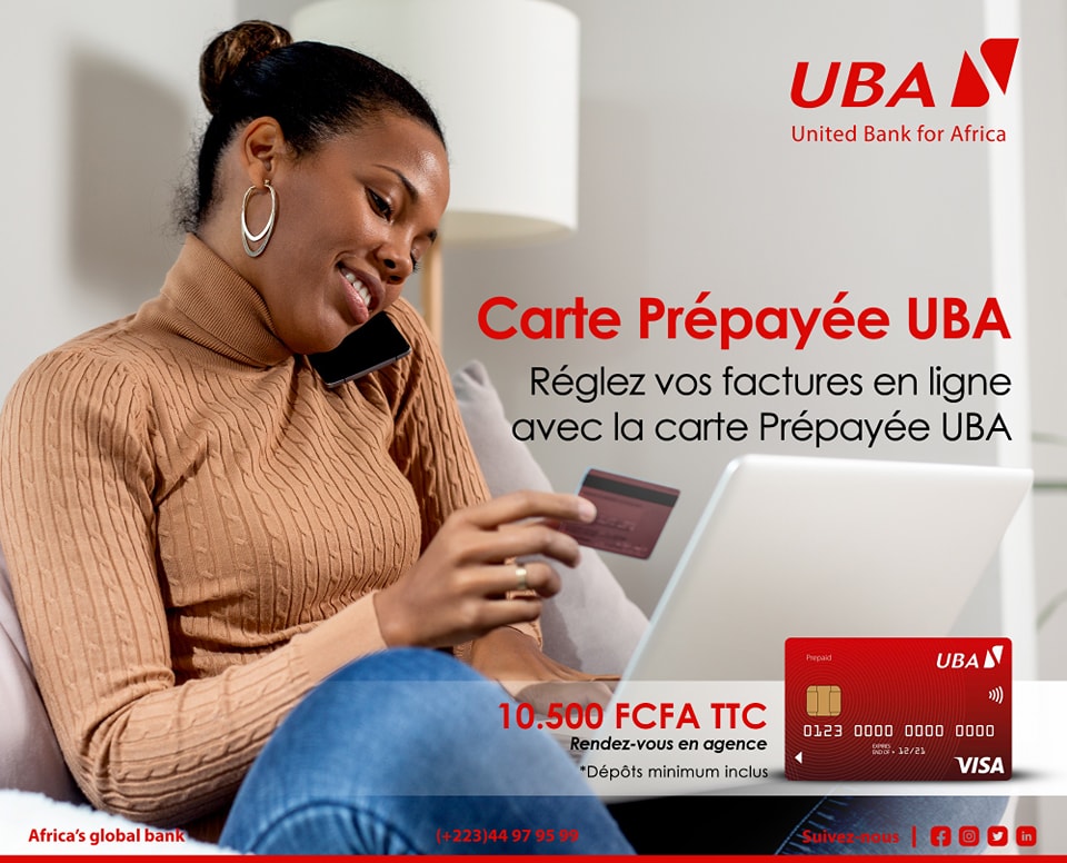 Carte VISA Prépayée UBA – 1000f offert en bon d'achat sur zone affaire –  Zone Affaire