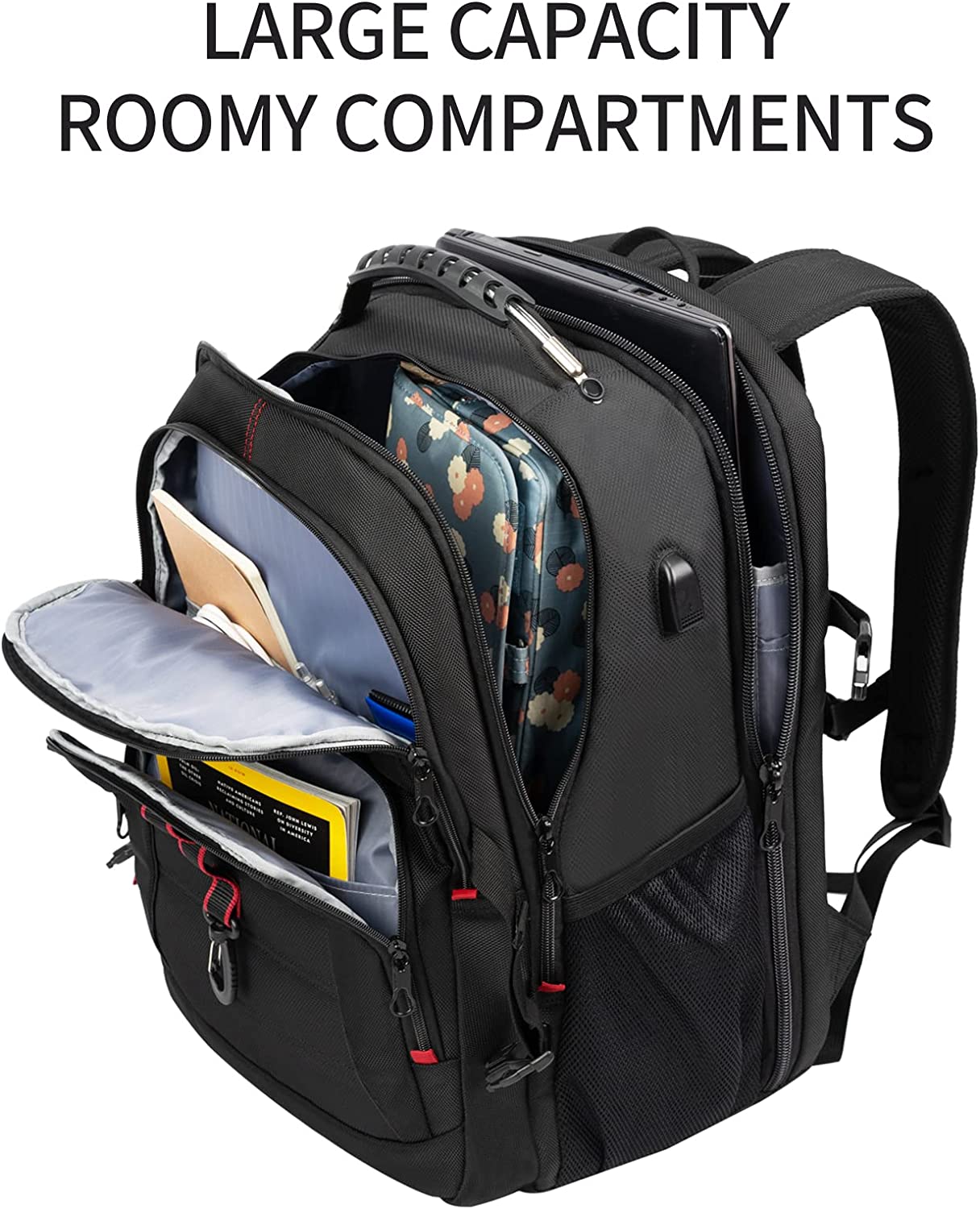 Grand Sac à dos Homme 18,4 KROSER XXXL, Sac à Dos Ordinateur Portable, avec Poches RFID Port et Imperméable Portable pour Voyage, Université, Affaires, Collège, Hommes, Femmes Laptop Backpack 3