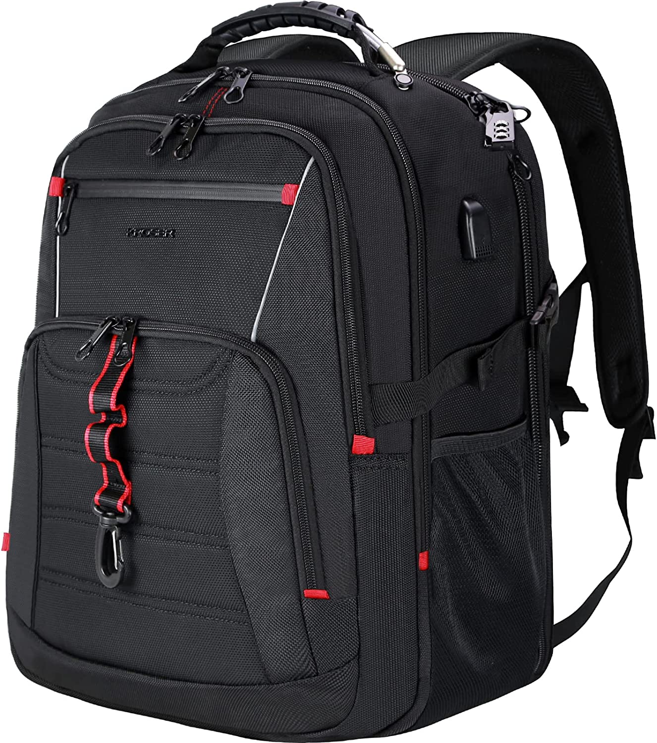 Grand Sac à dos Homme 18,4 KROSER XXXL, Sac à Dos Ordinateur Portable, avec Poches RFID Port et Imperméable Portable pour Voyage, Université, Affaires, Collège, Hommes, Femmes Laptop Backpack